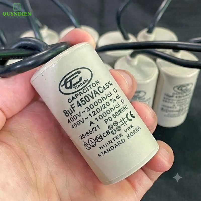 Tụ Đề Máy Bơm Nước 8uF 450VAC Tinh Chi