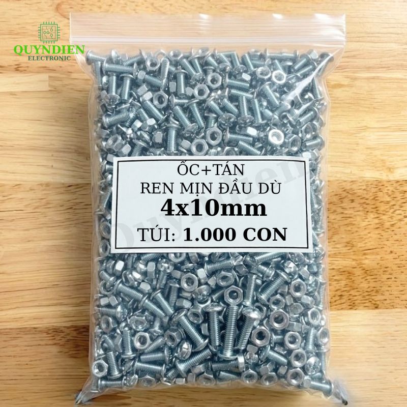 Ốc Vít M4x10mm Ren Mịn Đầu Dù Kèm Tán