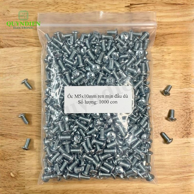 Ốc Vít Đầu Dù Ren Mịn M5=5x10mm Màu Trắng