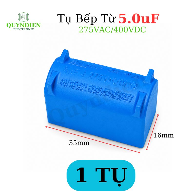 Tụ Bếp Từ 5uF 400VDC 275VAC Màu Xanh Loại Đứng