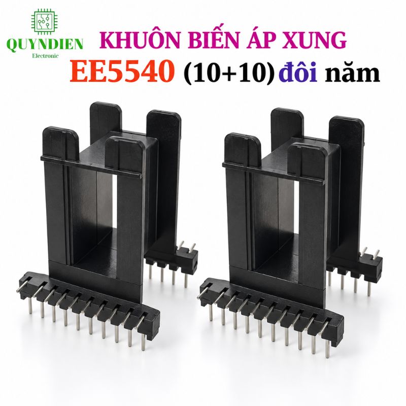 Khuôn Biến Áp Xung EE5540 Nằm (E55 Đôi 10+10 Chân)