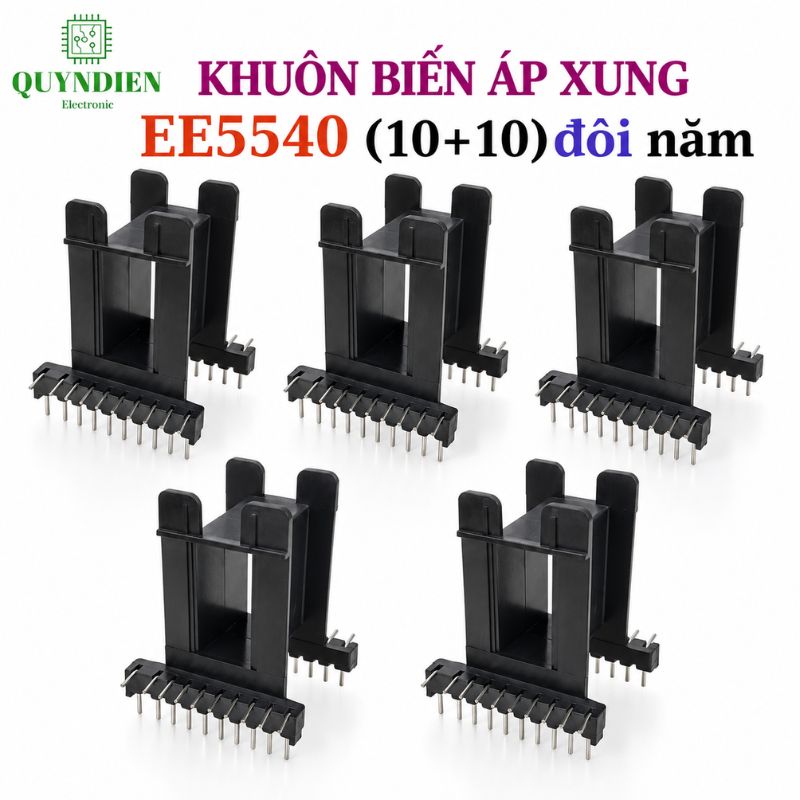 Khuôn Biến Áp Xung EE5540 Nằm (E55 Đôi 10+10 Chân)
