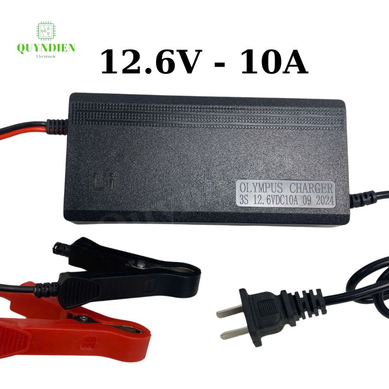 Bộ Sạc Pin Olympus 3S 12.6V-10A Kẹp Đỏ Đen