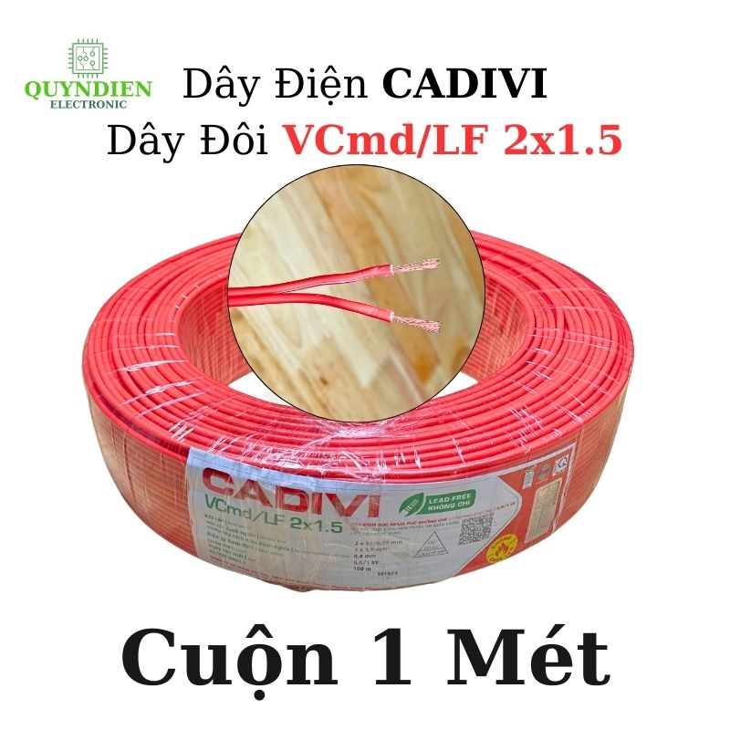 Dây Điện CADIVI Dây Đôi VCmd/LF 2x1.5 – Ruột Đồng Mềm, PVC Chống Cháy