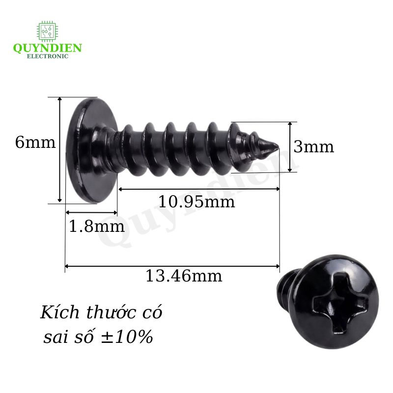 Ốc Vít Nhọn Đầu Tròn M3x12mm