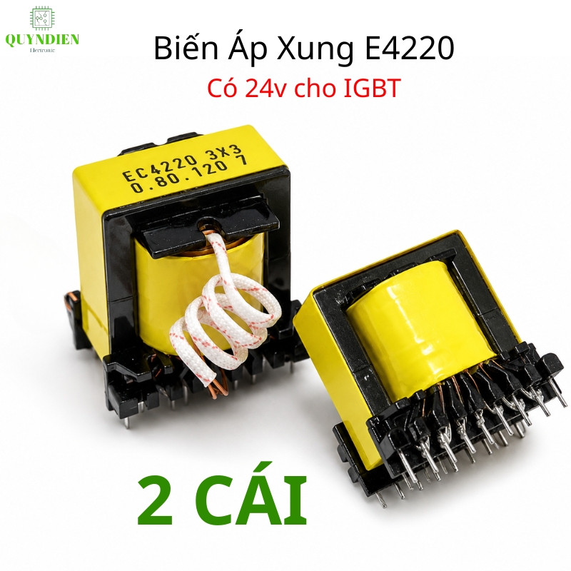 Biến Áp Xung Quấn Mới E4220 Vuông (Có Nguồn Phụ 24V Dùng Cho IGBT)
