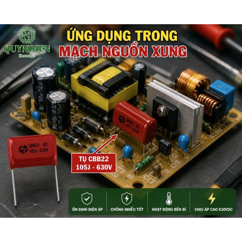 Tụ Kẹo Nâu Đỏ CBB22 105J-630V