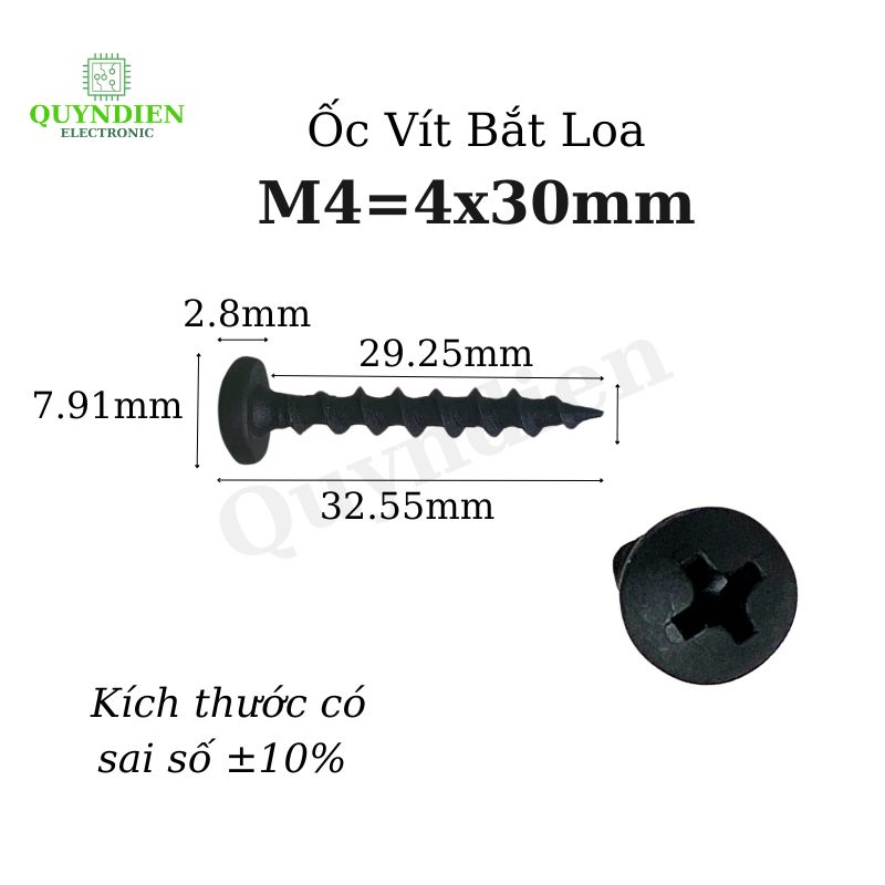 Ốc Vít M4x30mm Taiwan Ren Thưa Nhọn - Túi 1kg
