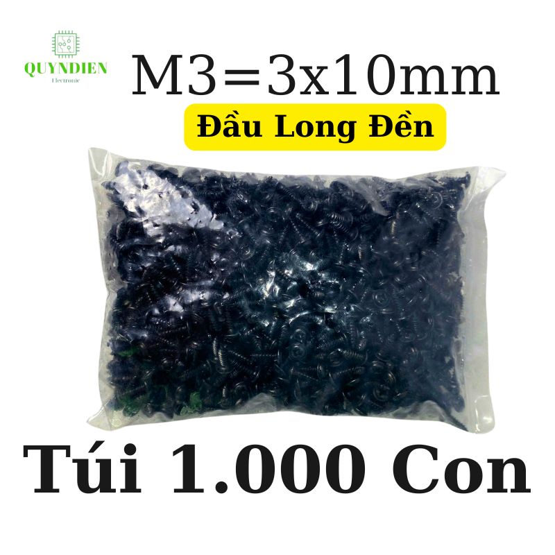 Ốc vít nhọn M3x10mm đầu long đền dài 10mm - Túi 1.000 Con