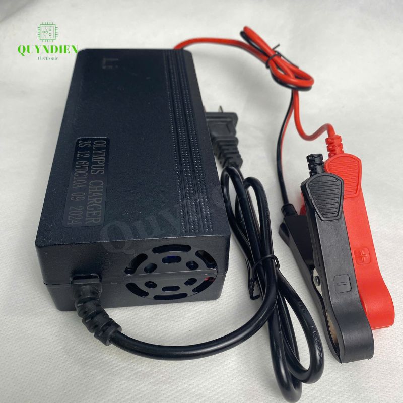Bộ Sạc Pin Olympus 3S 12.6V-10A Kẹp Đỏ Đen