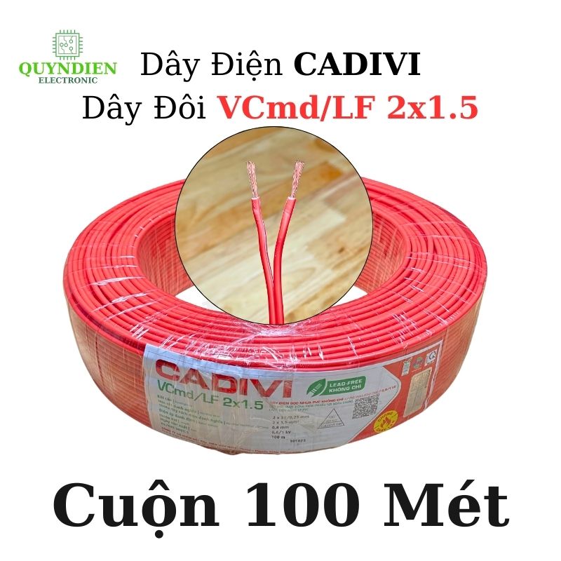 Dây Điện CADIVI Dây Đôi VCmd/LF 2x1.5 – Ruột Đồng Mềm, PVC Chống Cháy