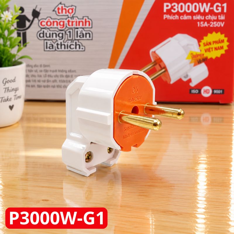Phích Cắm Điện Dương Gập Vuông Góc Siêu Tải P3000W-G1