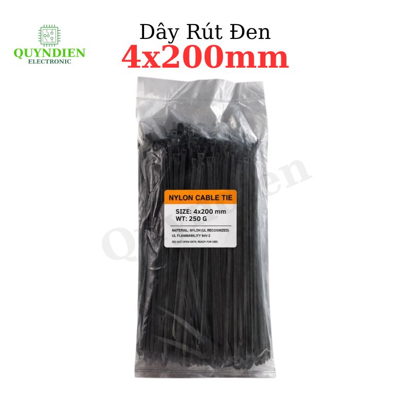 Dây Rút Nhựa Nhiều Kích Cỡ Màu Trắng Đen - Túi 250gram