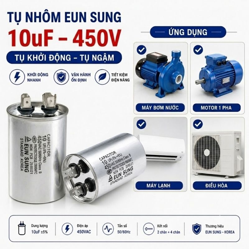 Tụ Nhôm Kapa EUN SUNG 10uF 450V