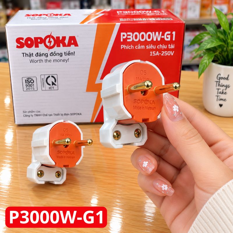 Phích Cắm Điện Dương Gập Vuông Góc Siêu Tải P3000W-G1