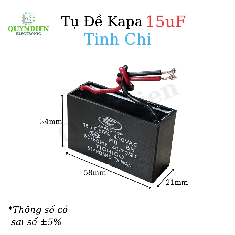 Tụ Đề Kapa 15uF ±5% 450VAC Tinh Chi