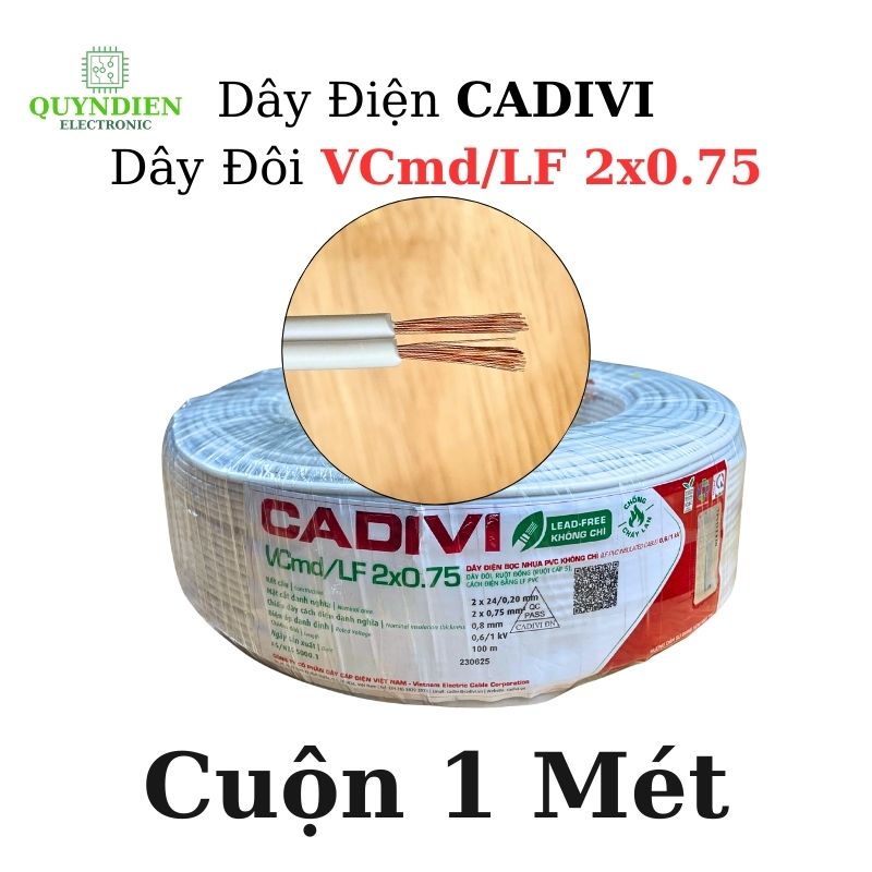 Dây Điện CADIVI Dây Đôi VCmd/LF 2x0.75  – Ruột Đồng Mềm, PVC Chống Cháy