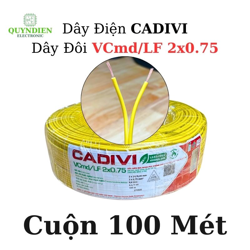 Dây Điện CADIVI Dây Đôi VCmd/LF 2x0.75  – Ruột Đồng Mềm, PVC Chống Cháy