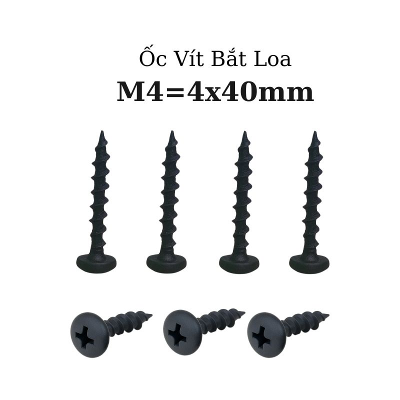 Ốc Vít Nhọn M4x40 Bắt Thùng Loa Ren Thưa Taiwan dài 40mm - Túi 1Kg