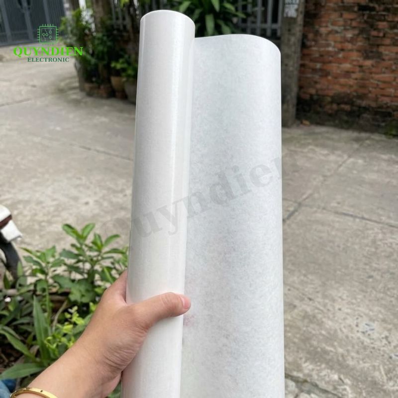Giấy Phim Cách Điện Trắng 1 Mặt Bóng 1 Mặt Xù Dày 0.25mm
