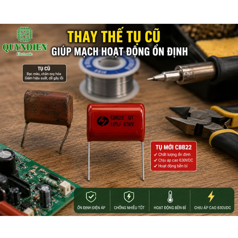 Tụ Kẹo Nâu Đỏ CBB22 105J-630V