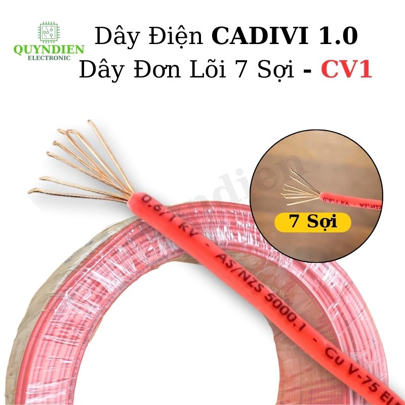 Dây Điện Cadivi 1.0 – Dây Đơn Lõi 7 Sợi CV1 – Dây Cáp Điện, Dây Tiếp Địa, Dây Chống Sét (1 MÉT)