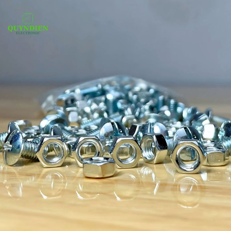 Ốc Vít Ren Mịn Đầu Dù M5x10mm Có Kèm Tán Màu Trắng