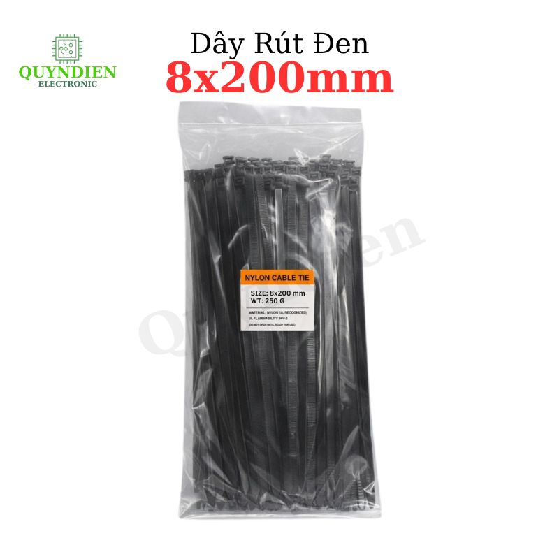 Dây Rút Nhựa Nhiều Kích Cỡ Màu Trắng Đen - Túi 250gram