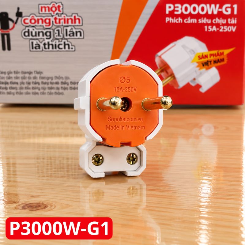 Phích Cắm Điện Dương Gập Vuông Góc Siêu Tải P3000W-G1
