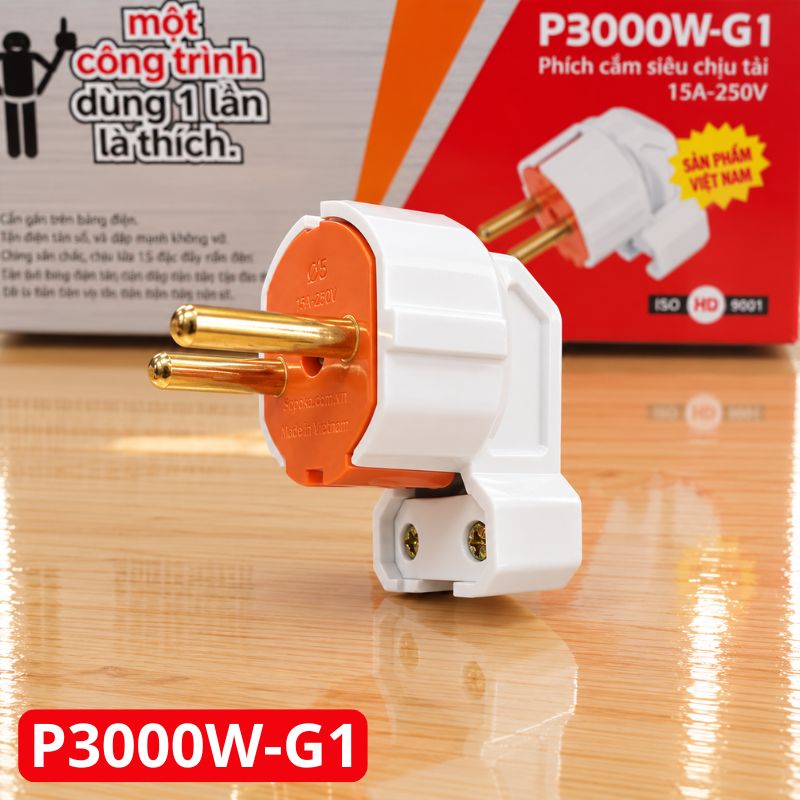 Phích Cắm Điện Dương Gập Vuông Góc Siêu Tải P3000W-G1