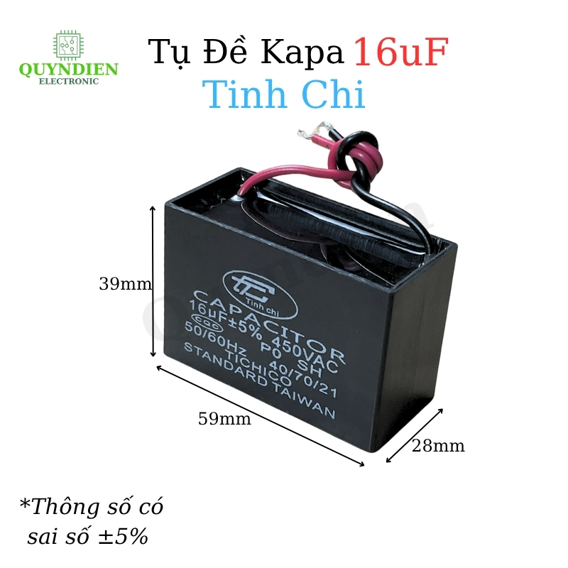 Tụ Đề Kapa 16uF ±5% 450VAC Tinh Chi