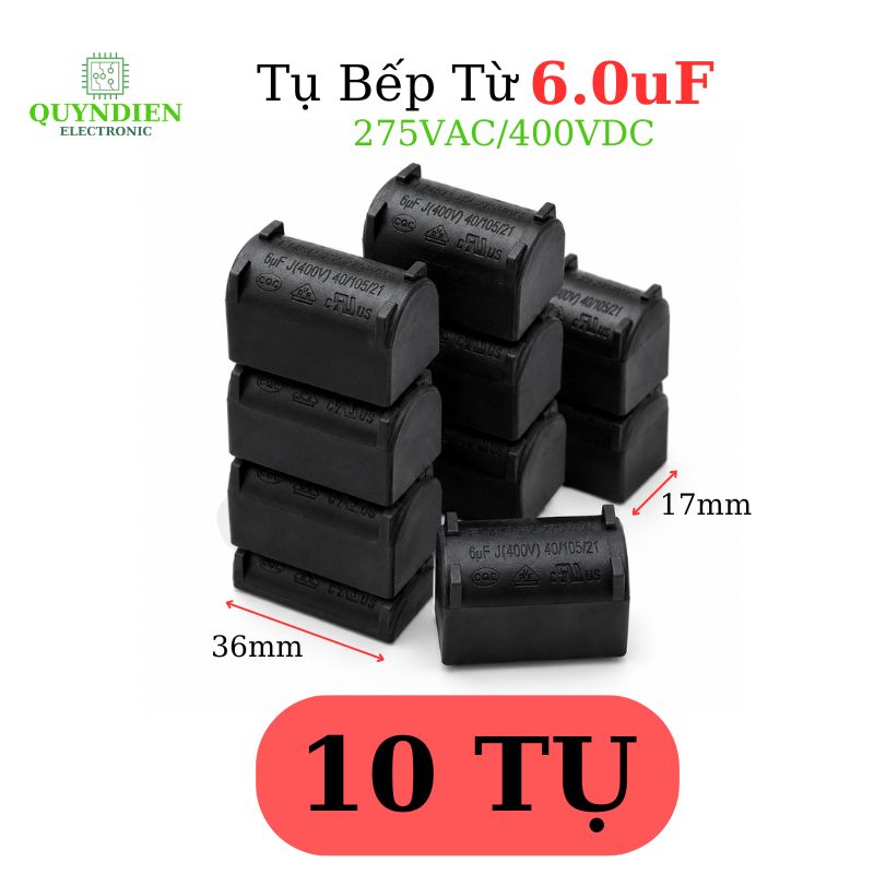 Tụ Bếp Từ 6uF 275VAC/400VDC Màu Đen Loại Đứng