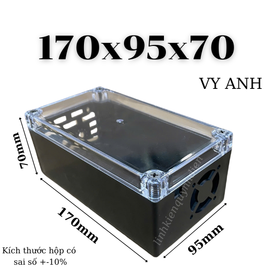 Hộp nhựa Phay sẵn VY ANH 170x95x70mm Đen nắp Trong