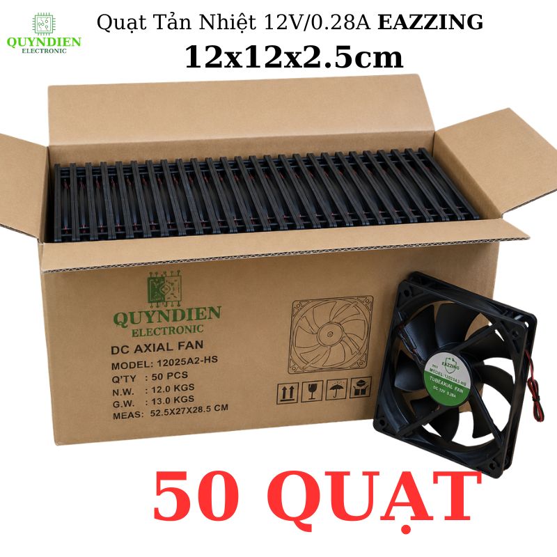 Quạt Tản Nhiệt Không Chổi Than DC 12V 0.28A 120x120x25mm Vuông Làm Mát Tủ Điện, Nguồn, Máy In 3D, PC