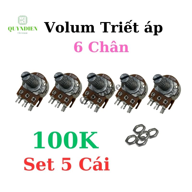 Volum biến trở Triết áp đôi 6 chân WH148 B100K
