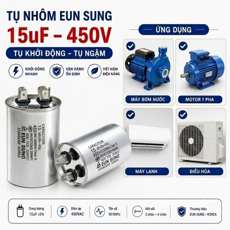 Tụ Nhôm Kapa EUN SUNG 15uF 450V