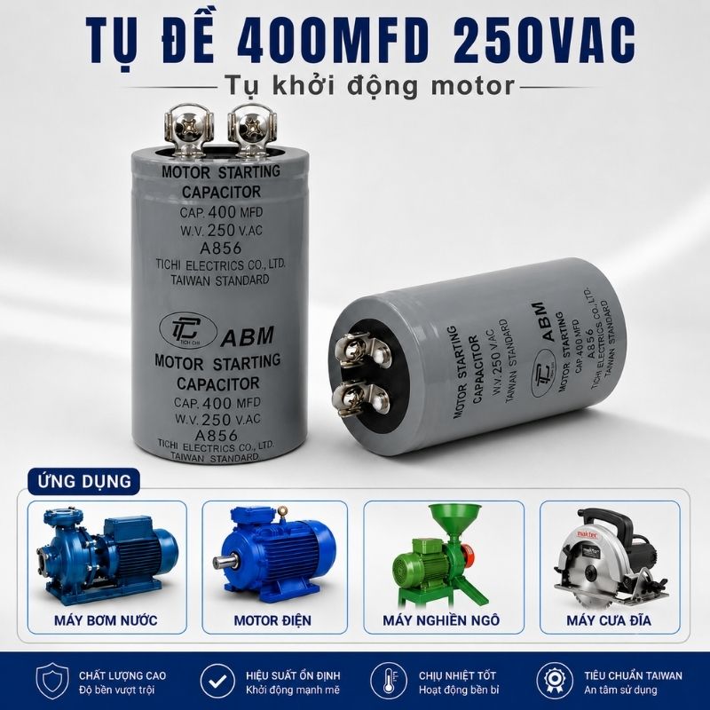 Tụ Đề Khởi Động Tinh Chi 400uF 250VAC