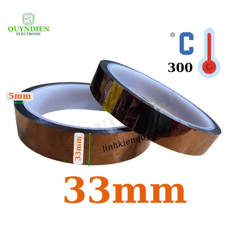 Băng dính màu Nâu chịu nhiệt tốt chất lượng cao 300℃ size 33mm