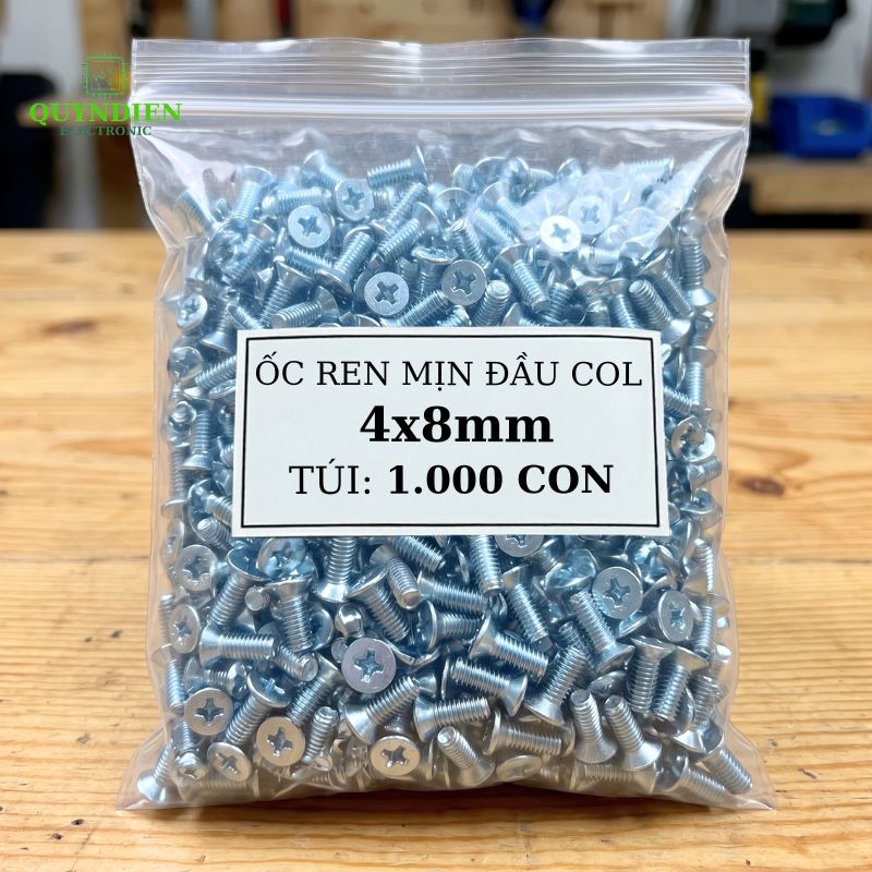 Ốc vít đầu COL Trắng M4 Ren Mịn 4mm Dài 8mm