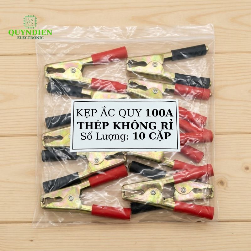 Kẹp Bình Ắc Quy 100A Thép Không Gỉ Đỏ Đen