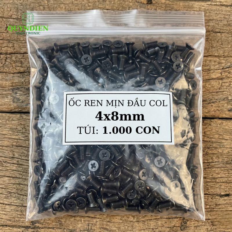 Ốc Vít Đầu COL M4 Ren Mịn 4mm Dài 8mm Đen