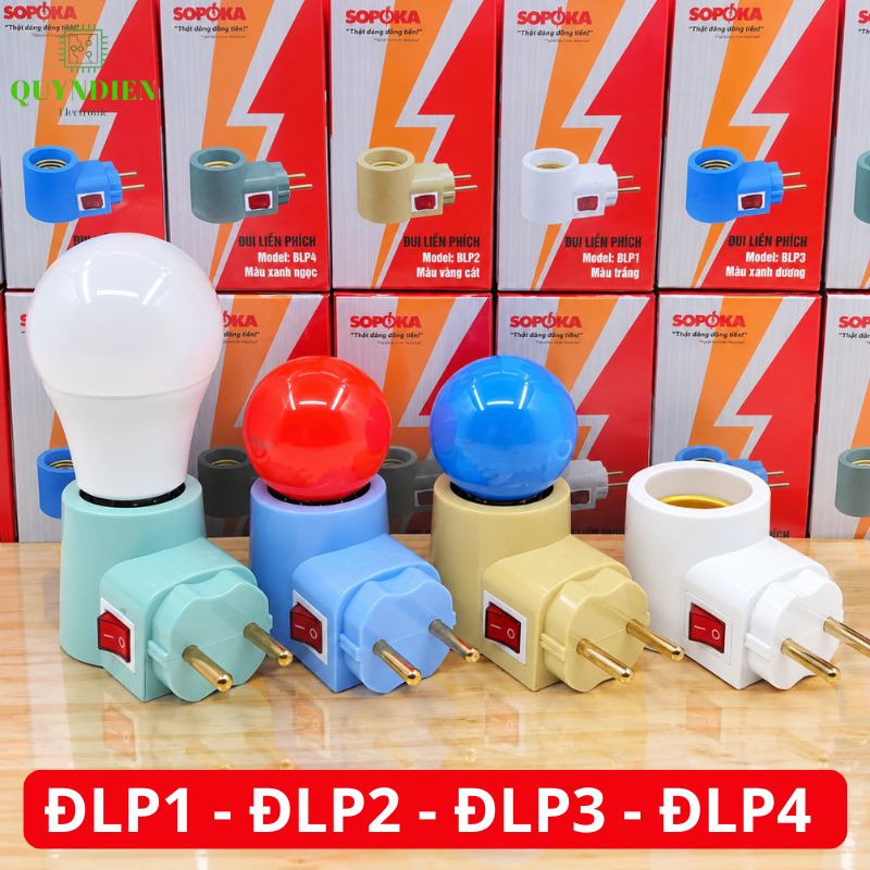 Đuôi Liền Phích Cắm Có Công Tắc E27 SOPOKA