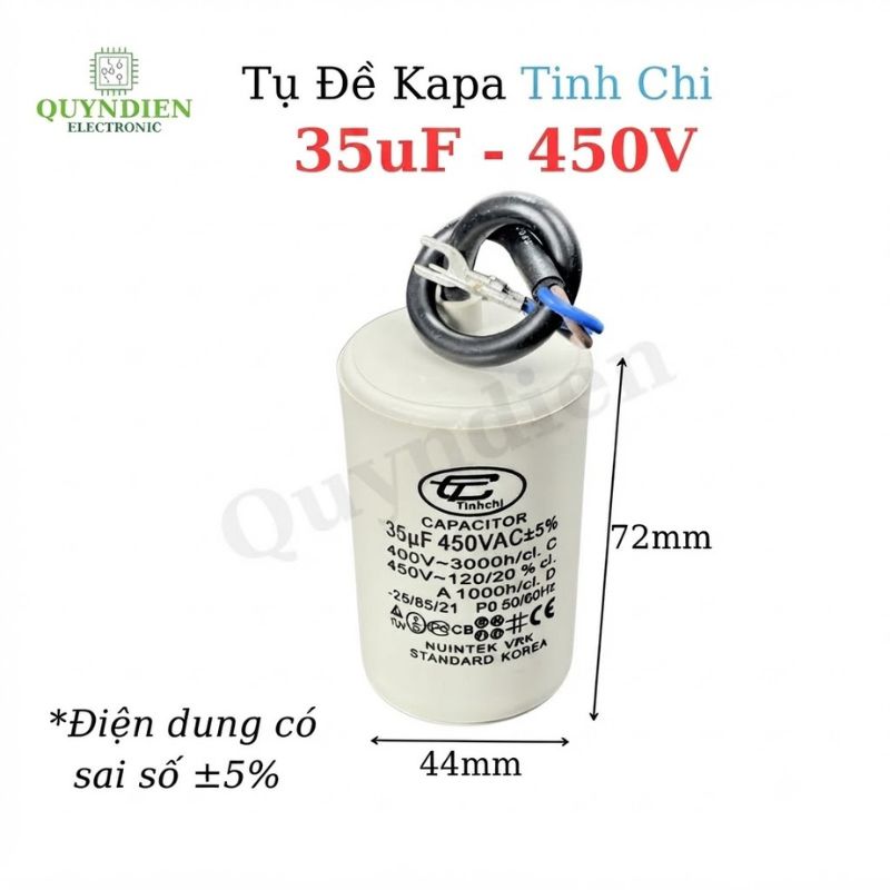 Tụ Đề Máy Bơm Nước 35uF 450VAC Tinh Chi