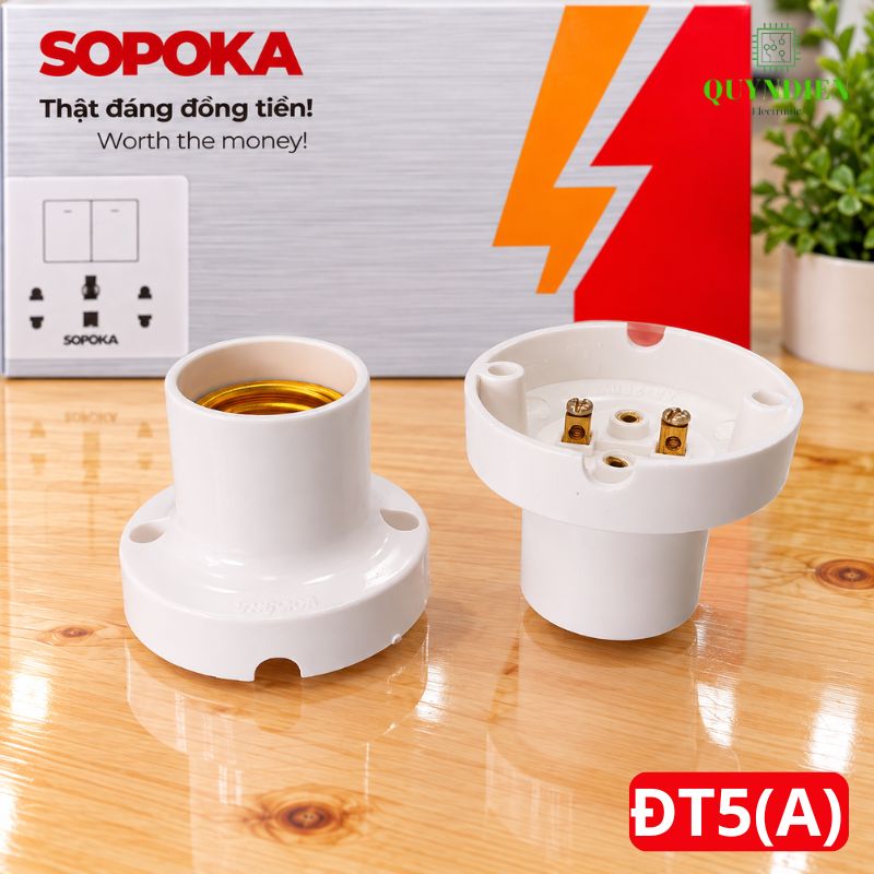 Đuôi Đèn Thẳng Lắp Trần Ren Vặn Xoáy E27 ĐT5A SOPOKA