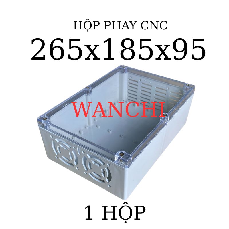 Hộp nhựa KHOAN sẵn 265x185x95mm Trắng Nắp Trong