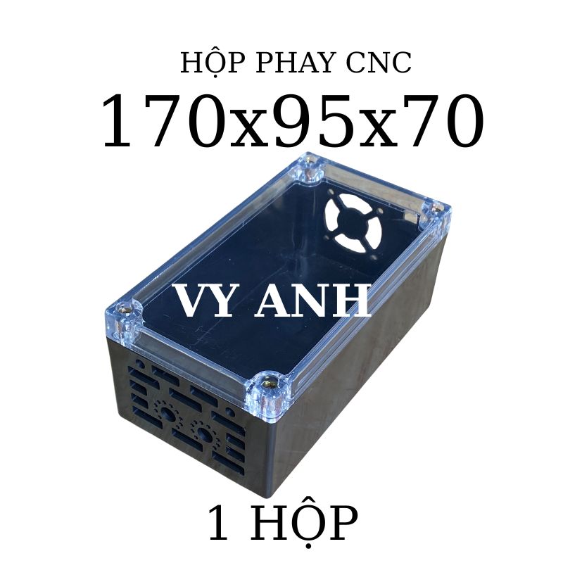 Hộp nhựa Phay sẵn VY ANH 170x95x70mm Đen nắp Trong