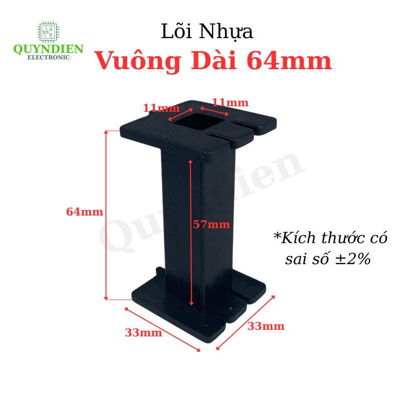 Lõi Khuôn Nhựa Vuông Dài 64mm Màu Đen