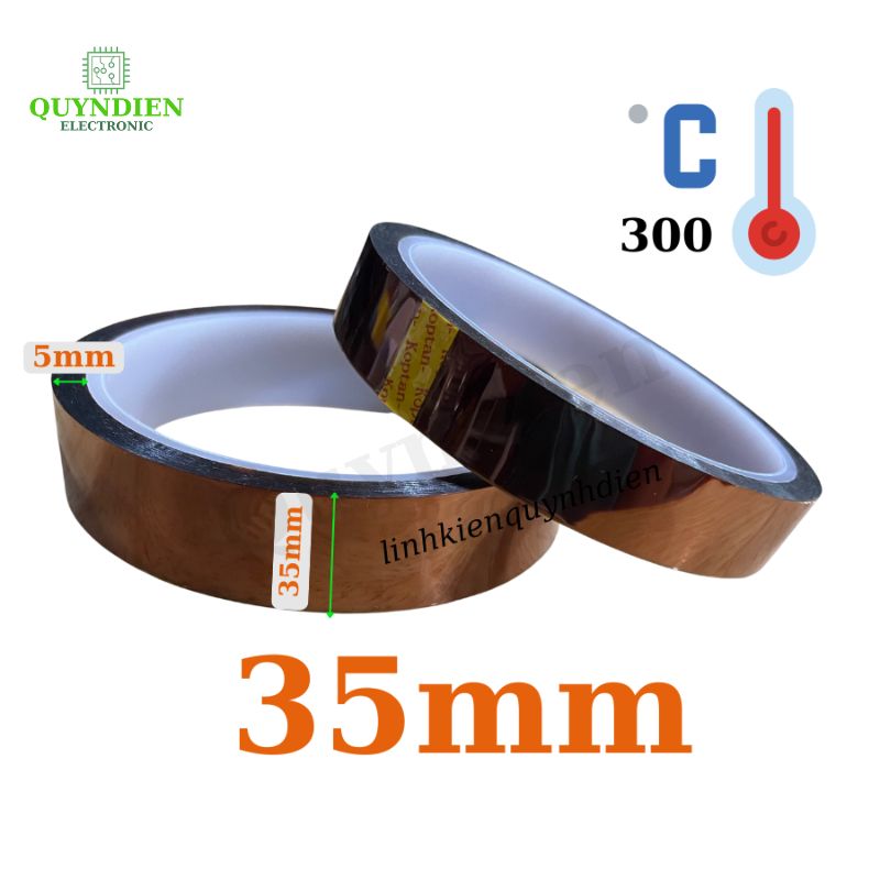 Băng dính màu Nâu chịu nhiệt tốt chất lượng cao 300℃ size 35mm