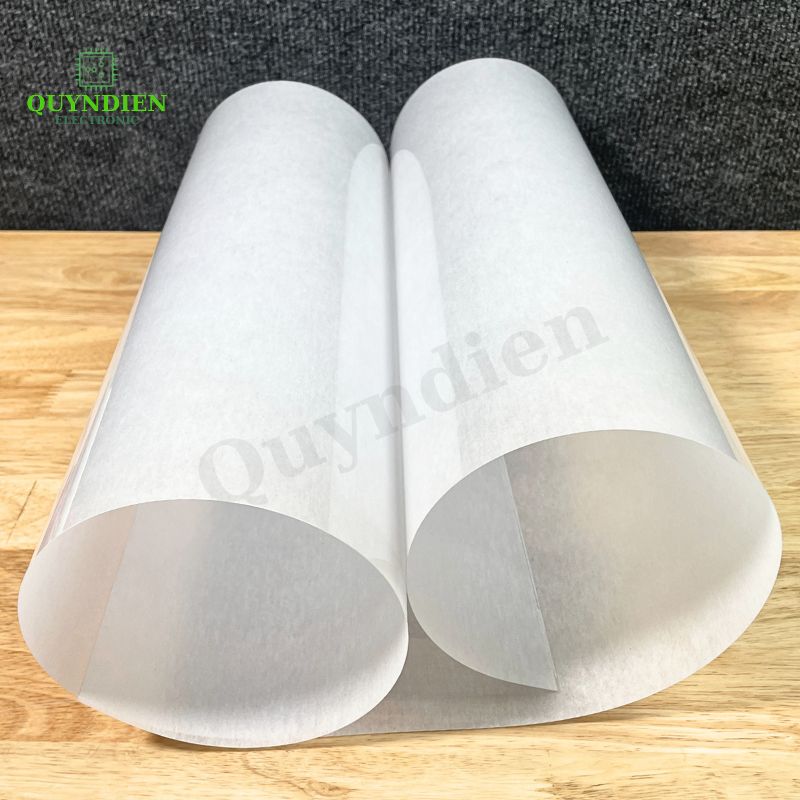 Giấy Phim Cách Điện Trắng 1 Mặt Bóng 1 Mặt Xù Dày 0.2mm