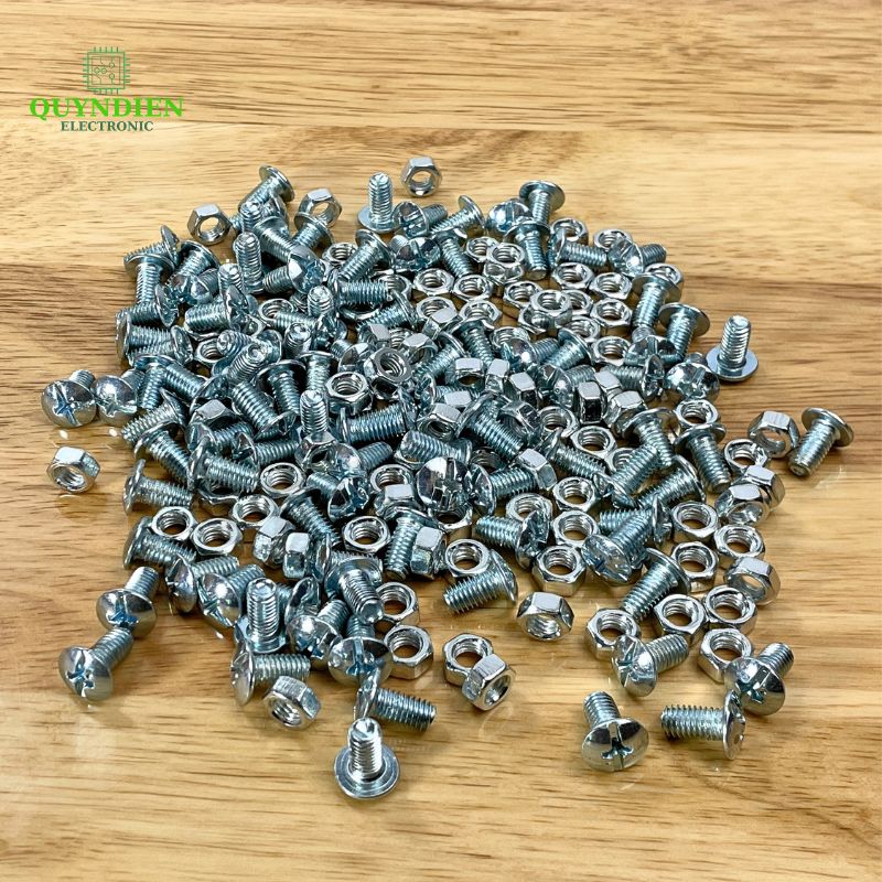 Ốc Vít Ren Mịn Đầu Dù M5x10mm Có Kèm Tán Màu Trắng